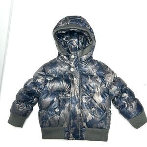 Appaman Down Hooded Puffer Baby Boys Gray Navy Blue Camo 12-18 m